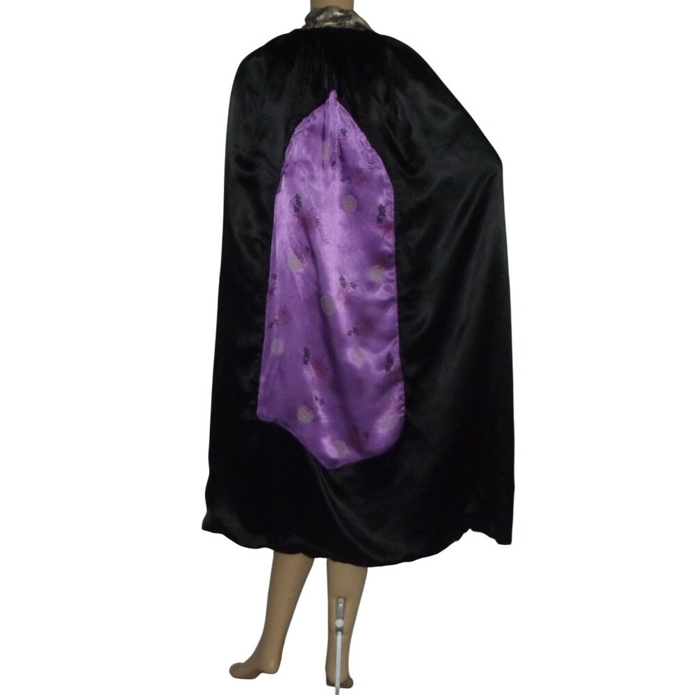 Cape Costume Long Black Purple Satin Adult or Renaissance Apron